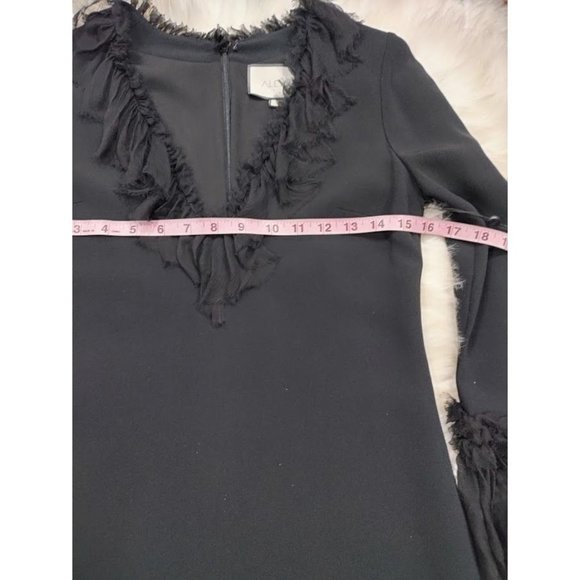 NWT Alexis Bell Sleeve Ruffle Trim A-Line Mini Dress Black Women's Size XS - Picture 12 of 16